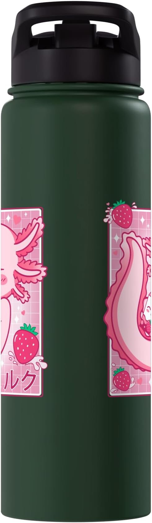 Kawaii Axolotl Strawberry Milk Shake Carton Japanese Anime Stainless Steel Insulated Water Bottle