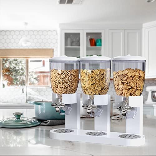 Triple Food Dispenser - Easy To Use Dry Food Dispenser Perfect As A Candy, Nuts, Rice, Granola, Cereal Dispenser & More - Dispensing 1 Ounce Per Twist And Preserving Freshness For Fun, Easy Serving.