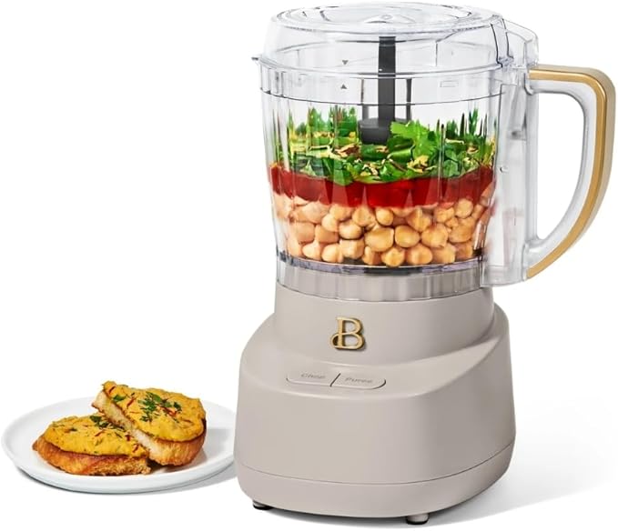 3-Cup Mini Food Chopper 250W with Bowl, Electric Food Processor, Chop & Puree Function, Dishwasher Safe Parts, Safety Lid, Compact Kitchen Appliance (Porcini Taupe)