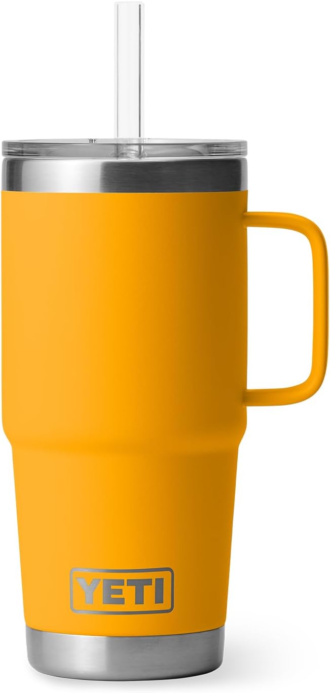 YETI Rambler 25 oz Tumbler with Handle and Straw Lid, Travel Mug Water Tumbler, Vacuum Insulated Cup with Handle, Stainless Steel, Beekeeper