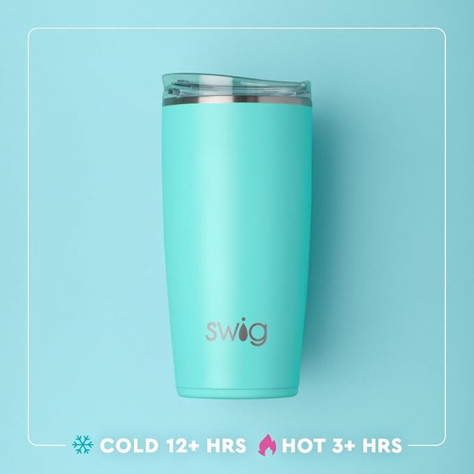 Swig Life 22oz Insulated Tumbler, Travel Coffee Tumbler with Lid, Cup Holder Friendly Travel Coffee Mug, Stainless Steel, 22 oz Tumblers, Reusable Insulated Mug with Lid (Errbody Lake)
