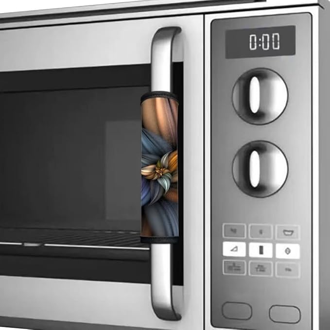 Brown Flower Refrigerator Door Handle Covers Set of 6, Antiskid Protector for Fridge Oven Dishwasher Keep Your Kitchen Appliance Clean from Smudges, Food Stains