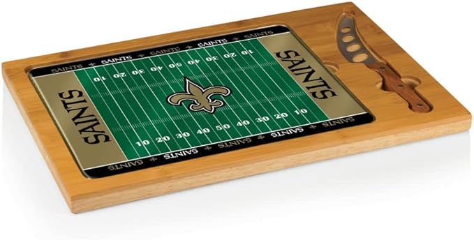 PICNIC TIME NFL Football Field Icon Glass Top Cutting Board & Knife Set, (Parawood & Bamboo)