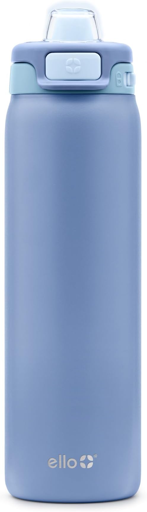 Ello Pop & Fill 22oz Stainless Steel Water Bottle with Quick Fill Technology, Double Walled and Vacuum Insulated Metal, Leak Proof Locking Lid, Sip and Chug, Reusable, BPA Free, Raincloud