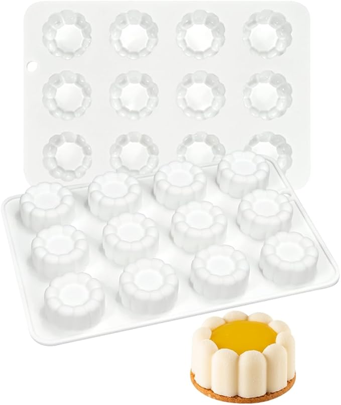 mostsom Silicone Molds Mousse Molds 3D Flower Border Cylinder Silicone Baking Mold DIY Mousse Fondant Mould Cake Decorating Tools for Kitchen Accessories (B_ Flower Cylinder)