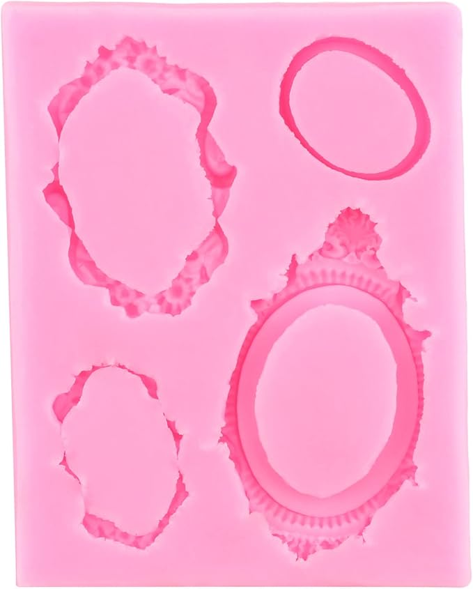 Mujiang Picture Frames Silicone Mold Photo Frame Fondant Mold Baroque Style Curlicues Scroll Lace Frame Molds For Cake Decorating Cupcake Topper Candy Chocolate Gum Paste Polymer Clay Set Of 4
