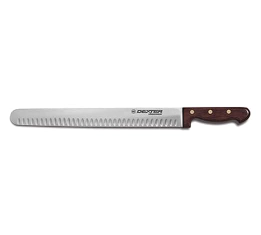 Dexter-Russell 13062 14" Duo-Edge Roast Slicer, Wide Blade High Carbon Steel Carving Knife with Hollow Ground Edges, Connoisseur Series, NSF Certified, Precision Meat Cutting Tool, Made in USA