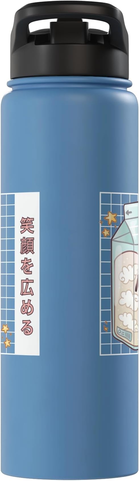 Japanese Kawaii Strawberry Milk Carton Vaporwave Grid Stainless Steel Insulated Water Bottle