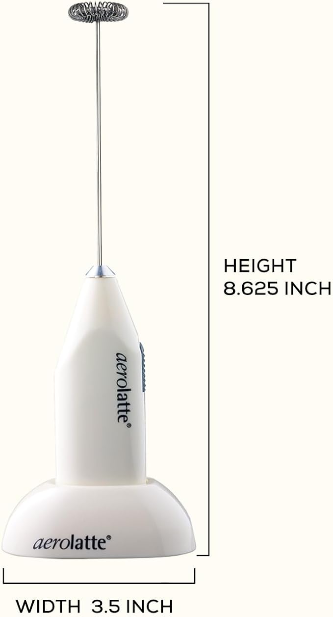 Aerolatte Milk Frother with Counter Stand, The Original Steam-Free Frother, Ivory, Batteries Included