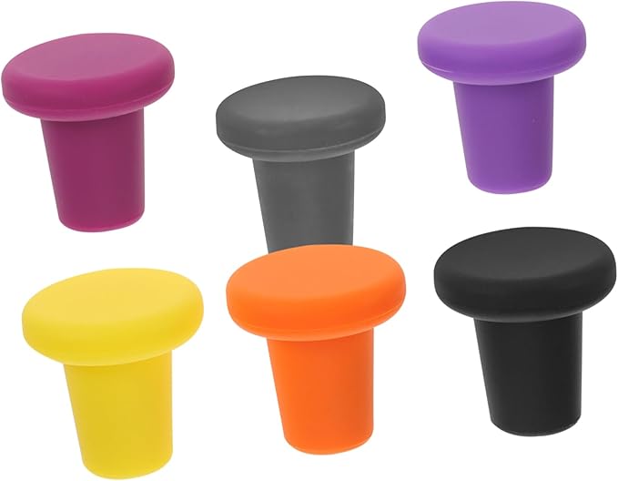 OUNONA 30pcs Silicone Wine Stoppers Reusable Bottle Caps for Airtight Sealing Deep Grey for Wine Preservation and Party Use