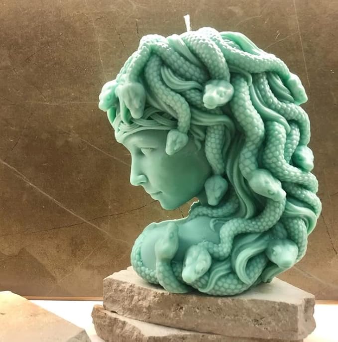 Large Realistic Medusa Snake Hair Face Silicone Molds, DIY Goddess Molds for Candle Making, Abstract face Aroma Gypsum Molds for Home Decor Art Crafts