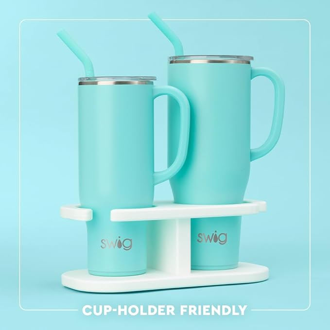 Swig Life 40oz Mega Mug, 40 oz Tumbler with Handle and Straw, Cup Holder Friendly, Dishwasher Safe, Extra Large Insulated Tumbler, Easter Basket Stuffers, Easter Gifts for Women (Bunny Trail)