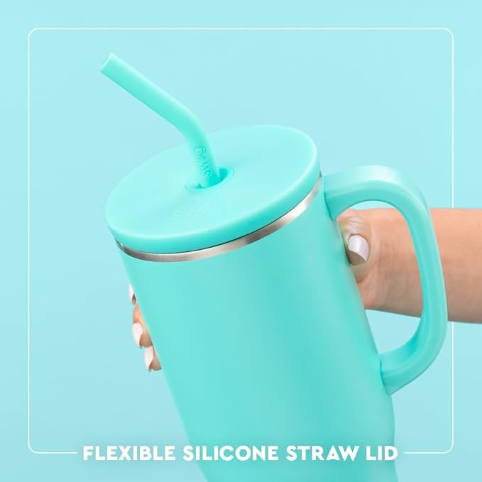 Swig Life 40oz Mega Mug, 40 oz Tumbler with Handle and Straw, Cup Holder Friendly, Dishwasher Safe, Lightweight Extra Large Insulated Tumbler, Stainless Steel (Cherry Pie)