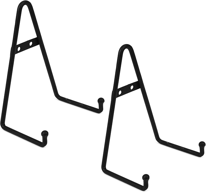 Milltown Merchants™ Metal Display Stand - Free Standing or Wall Mounted Decorative Plate Holder - Versatile Plate Hanger Stand - Black Metal Plate Stand (4 Pack, Medium)