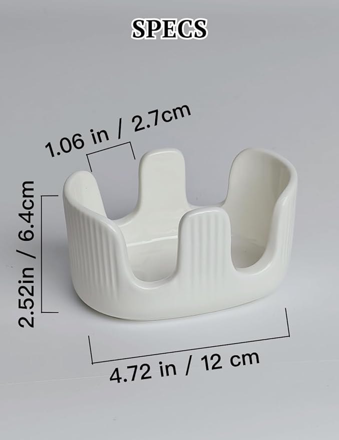 Ceramic Sponge Holder, 2-Slot Dish Sponge Holder for Kitchen Sink, Keeps Sponges Dry & Countertop Clean, Rust-Free & Dishwasher Safe, Stylis Design, Modern White
