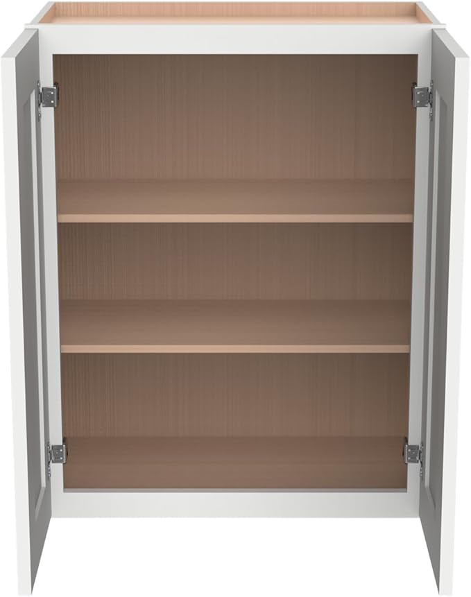 Wall-Mounted Cabinet – Solid Wood Shaker Style Medicine Cabinet with Adjustable Shelves & Soft-Close Doors for Bathroom, Kitchen, and Office Storage (Origami White, 24" W x 12" D x 42" H)