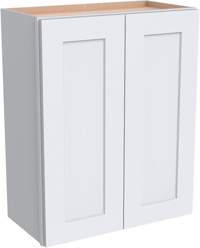 Wall-Mounted Cabinet – Solid Wood Shaker Style Medicine Cabinet with Adjustable Shelves & Soft-Close Doors for Bathroom, Kitchen, and Office Storage (White, 36" W x 12" D x 42" H)