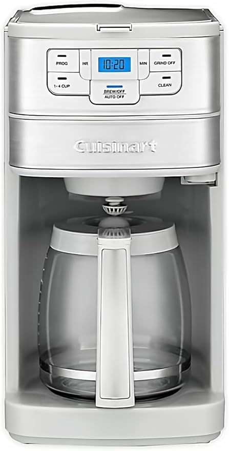 Cuisinart Stainless Steel Automatic Grind and Brew 12-Cup Coffeemaker with 24-Hour Programmability, 1-4 Cup Setting and Glass Carafe