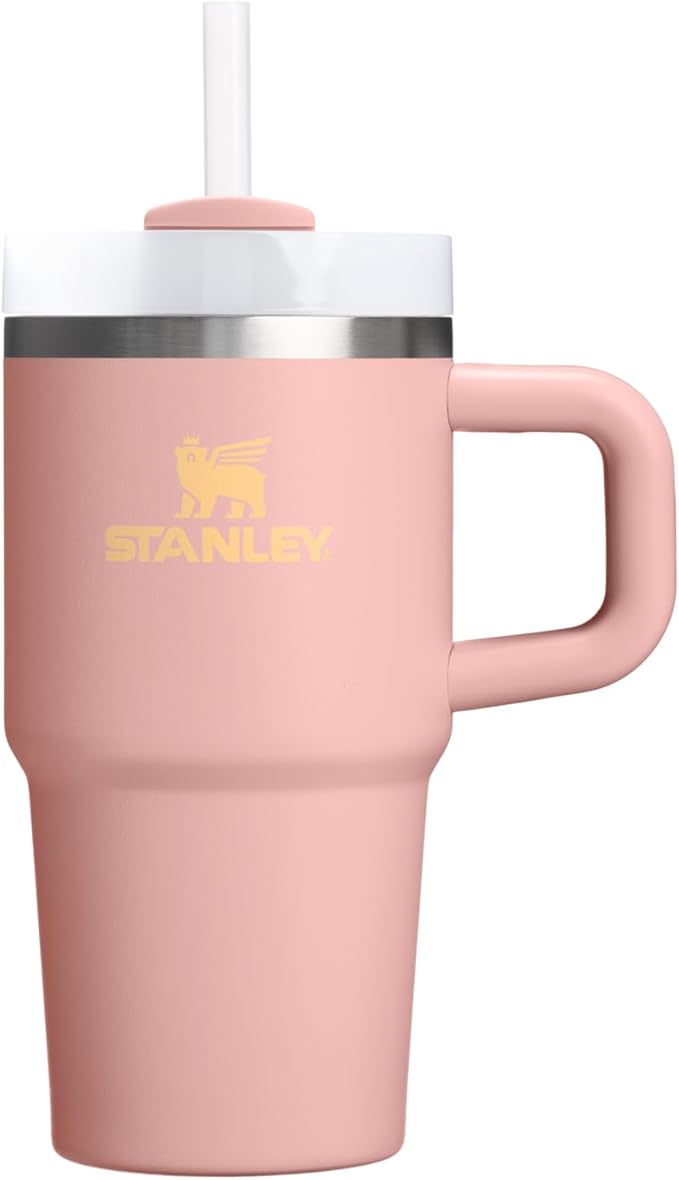 STANLEY Quencher H2.0 Tumbler with Handle and Straw 20 oz | Flowstate 3-Position Lid | Cup Holder Compatible for Travel | Insulated Stainless Steel Cup | BPA-Free | Peach Rose