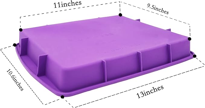 Lmaray 11 x 9.5 Inch Purple Silicone Baking Pan, Safe, Durable, Easy Cleanup, Microwave and Oven Safe