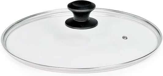 12 In Glass Lid for Frying Pan, Tempered Replacement Cover Compatible with All 12 inches Cookware for Skillets, Round Cast Iron, Cast Aluminium, Stainless Steel Pans &Pots
