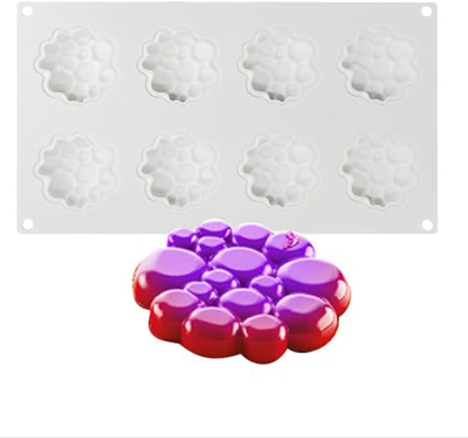 Silicone Mold for Baking Cakes,Soap Molds,Flower Shape Silicone Molds for Homemade French Dessert Mold for Pastry Chocolate,Jelly Chocolate Mold ＆ Ice Cube Tray (D_ Round Clouds Shape)