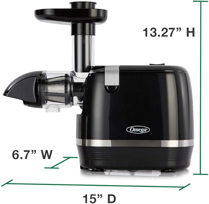 Omega H3000D Cold Press Juicer Machine, Vegetable and Fruit Juice Extractor, Triple-Stage Slow Masticating Juicer, 150 W, Black