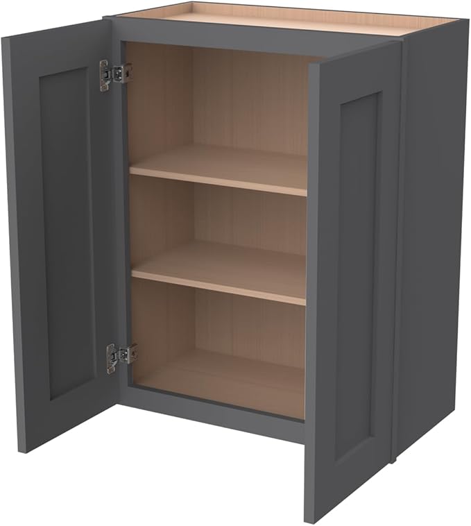 Wall-Mounted Cabinet – Solid Wood Shaker Style Medicine Cabinet with Adjustable Shelves & Soft-Close Doors for Bathroom, Kitchen, and Office Storage (Pebble Gray, 39" W x 12" D x 30" H)
