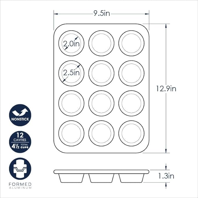 Nordic Ware Brilliant™ Colorful 4-Pc Baking Set, Nonstick made without PFAS or PTFE for safe cooking; Reinforced steel rim prevents warping; Half Sheet, 9x13 Inch Pan, 9-Inch Round Pan and Muffin Pan