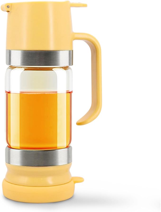 Neodaco Glass Honey Dispenser No-drip with Handle – 9 oz Maple Syrup Container Honey Jar for Coffee, Pancakes & Waffles