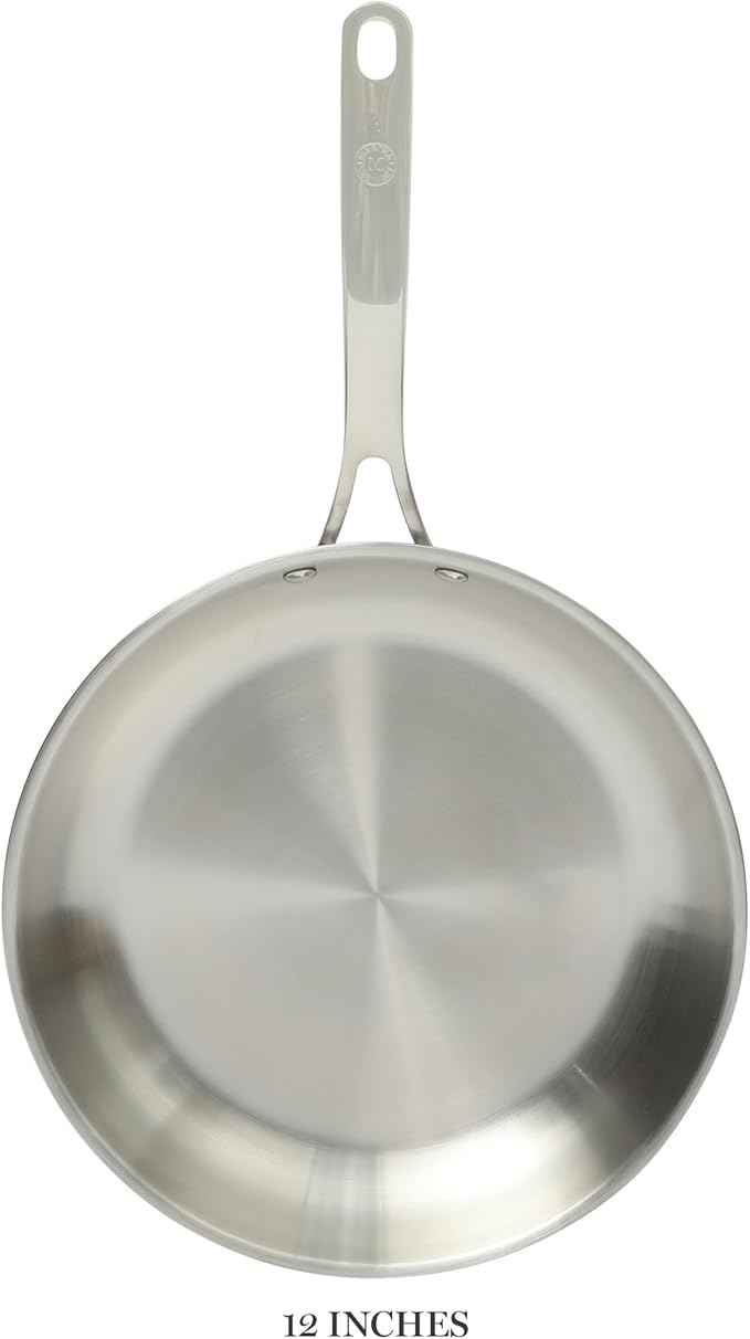 Martha Stewart Castelle Large 12" Stainless Steel Frying Pan Non Toxic Fry Pan Skillet