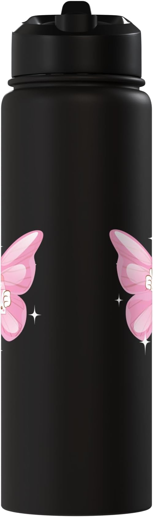 Butterfly Kawaii Strawberry Milk Shake Carton Stainless Steel Insulated Water Bottle
