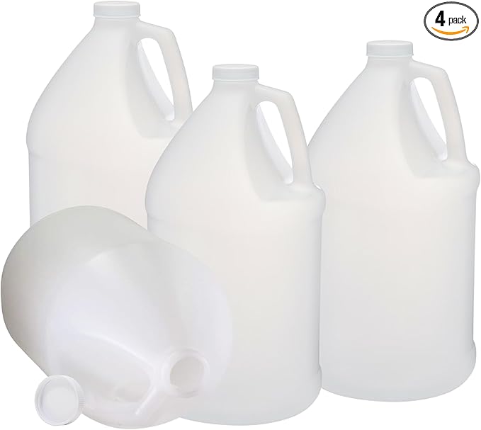 Rani Containers | 1 Gallon HDPE Plastic Jug with Reshipper Box & Child-Resistant Caps | Home & Commercial Use, Containers for Water, Sauces, Food, Soaps, Detergents, Liquids | Made in USA - Pack of 4