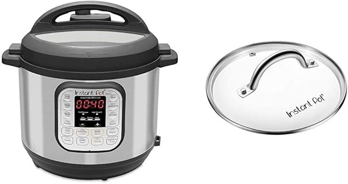 Instant Pot Duo 7-in-1 Electric Pressure Cooker, Sterilizer, Slow Cooker, Rice Cooker, Steamer, Saute, Yogurt Maker, and Warmer, 8 Quart, 14 One-Touch Programs & 8 Quart Glass Lid