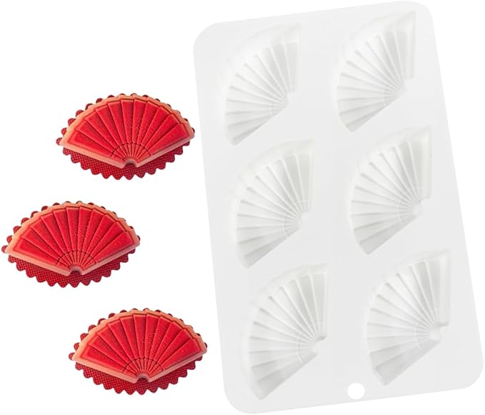 Silicone Pudding Molds, Fan Shape Non-Stick Jelly Dessert Making Trays, Cream Mold for Mousse Cake (F_Folding Fan)