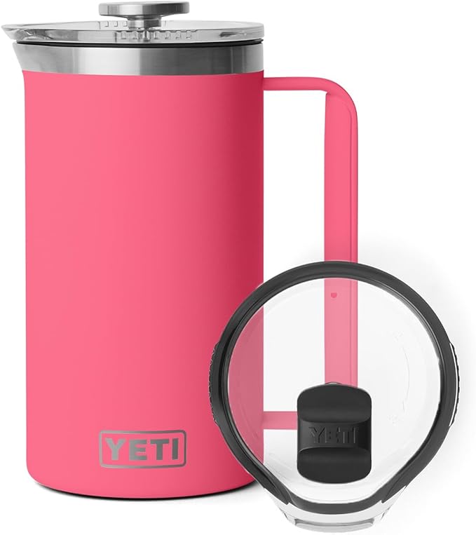 YETI Rambler 34 oz French Press with MagSlider Pitcher Lid Set, Tropical Pink