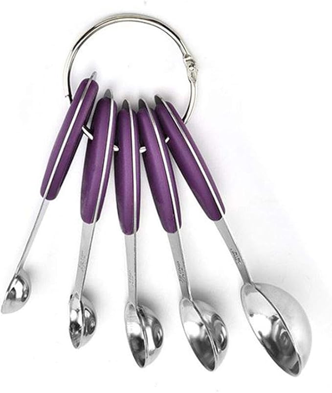 Measuring Cups and Spoons Set with Silicone Handle, Set of 10 Including Stainless Steel 5 Measuring Cups & 5 Measuring Spoons. Widely Used Cooking Baking Measurement as Kitchen Gadget.