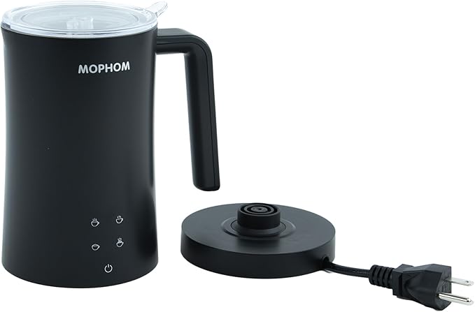 Milk Frother, 4 in 1 Electric Milk Steamer,11.84oz/350ml Automatic Warm and Cold Foam frother for Coffee, Latte, Macchiato, Cappuccino, Hot Chocolate,From the Makers of Mophom 400W,Black