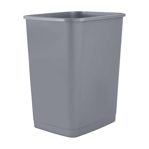 Superio 4.5 Gallon Slim Plastic Trash Can – Unlidded Medium Waste & Recycle Bin Only for Under Desk, Kitchen Cabinet, Office, Bedroom, Bathroom, Dorm, Indoor & Outdoor Use (18 Qt, Grey)