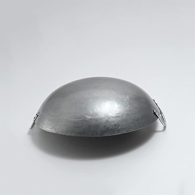 Wok Pfanne Traditioneller Handgehämmerter Wok Aus Refined Iron Mit Two Handles，1,8 MM Dick Wok (Rundboden) (Size : 40cm/15.7in)