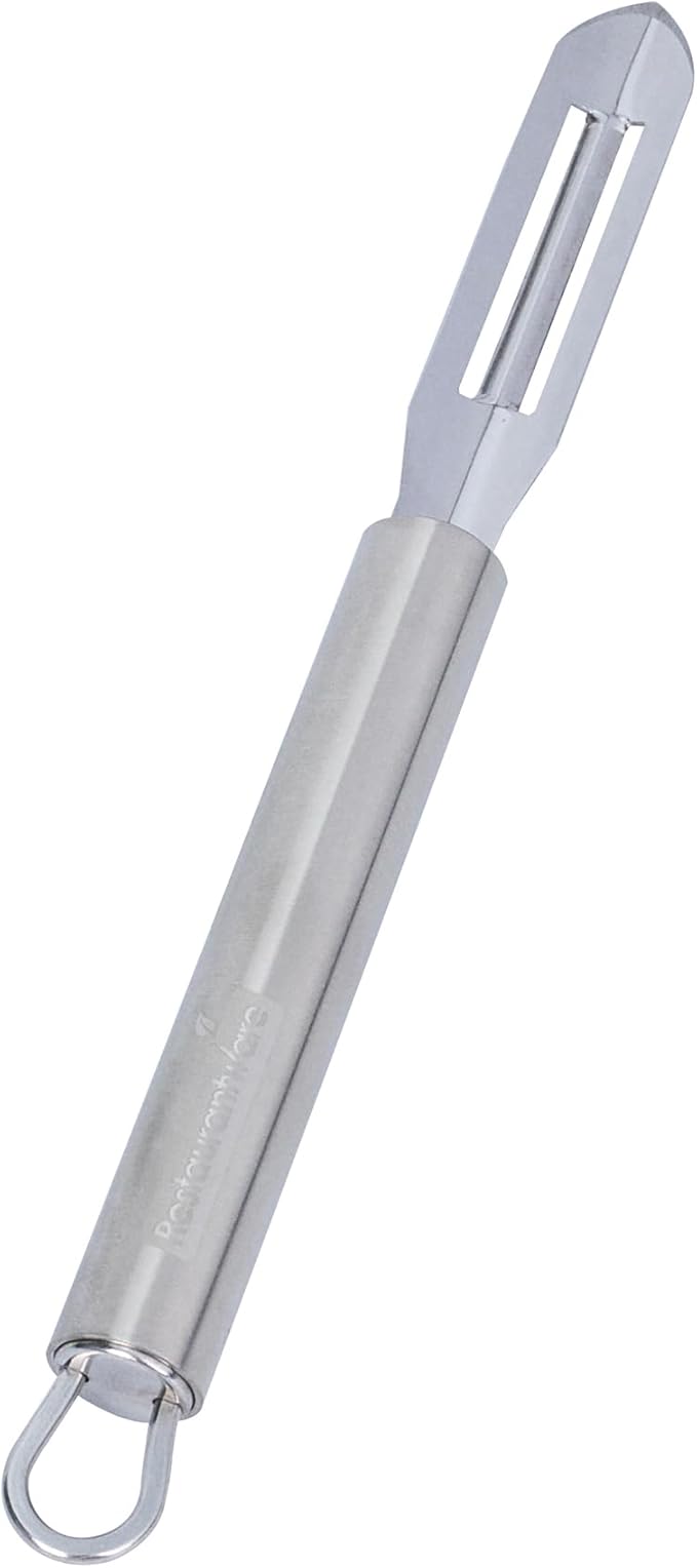 Restaurantware Stainless Steel Straight Vegetable Peeler - German Standard - Double Edged Kitchen Peeler Dishwasher Safe, Sharp Blades - Potato Peeler for Potato, Apple, Cucumber