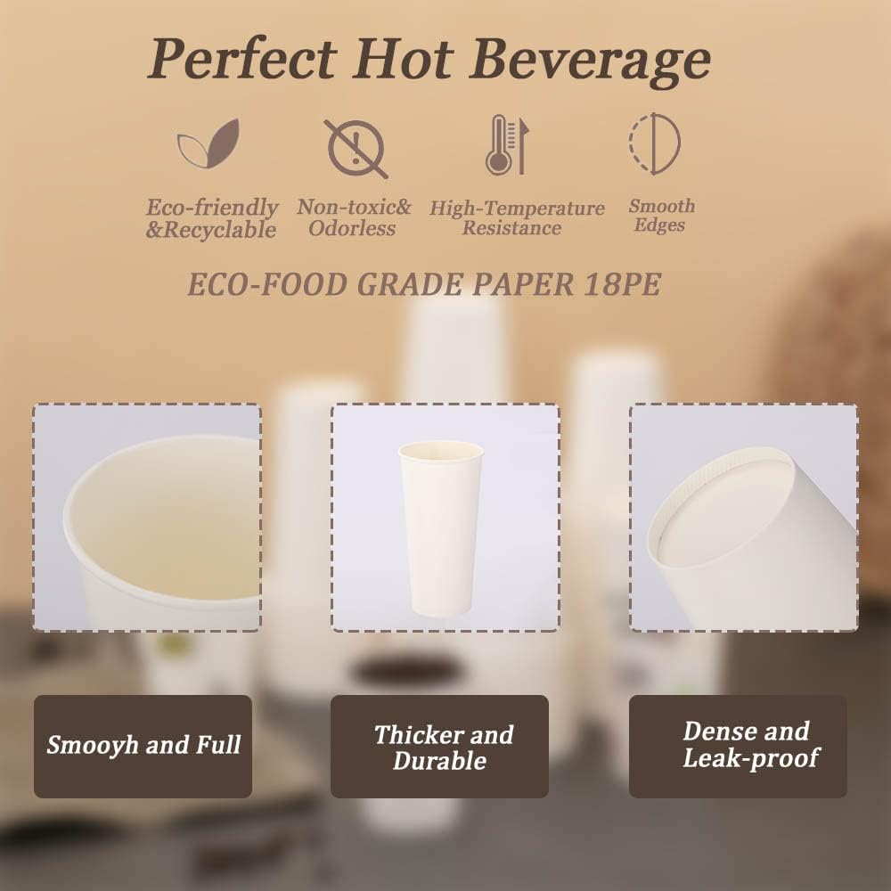 Lamosi 1000 Count 12 oz Paper Coffee Cups Bulk, Disposable Paper Cups for Hot or Cold Drinks, 12 Ounce White Beverages Water Cups for Party, Picnic, Travel, Events