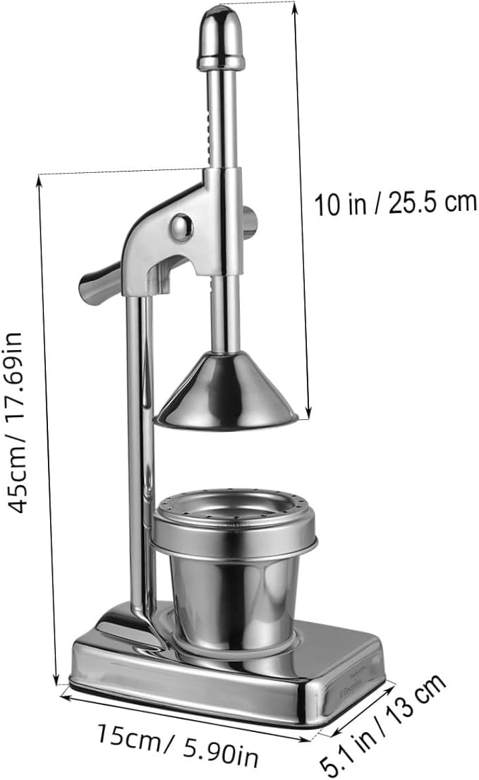 PRETYZOOM Stainless Steel Manual Lemon Squeezer Hand Press Fruit Juicer Machine Cold Press Citrus Squeezer