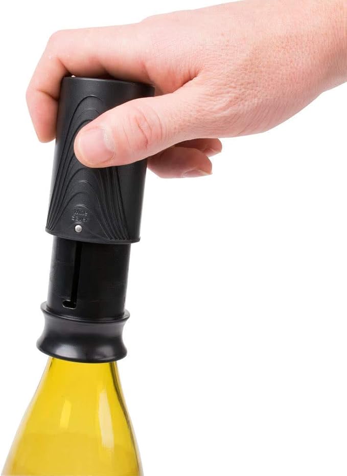 Franmara Wine Saver Vaccum Pump and Stopper, Black, Pack of 2