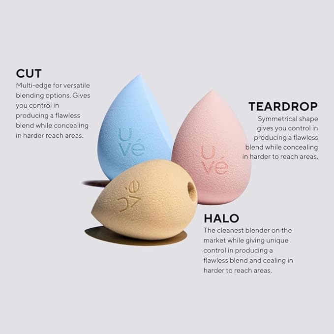 PURE Teardrop Makeup Blender Sponge, Streak Free Application of Liquid, Powder & Cream Foundation, Professional Complexion Blending Tool, Cruelty Free, Vegan, Latex Free