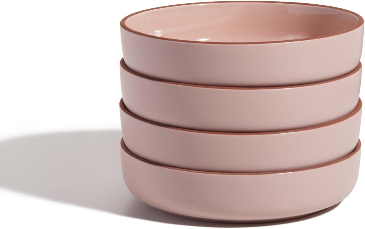 Our Place Dinner Bowls - Set of Four 8.5" Handcrafted Ceramic Pasta Bowls | Deep Plate Bowl Hybrid for Salads, Rice & More | Chip-Resistant, Restaurant-Grade, Stackable, Modular Design | Spice