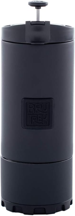 BruTrek® by Planetary Design OVRLNDR Travel Coffee French Press, 24 fl.oz Capacity, Double Wall Vacuum Insulated, Easy To Clean Removable Bottom, No Spill Lid, On The Go Coffee Brewing (Obsidian)