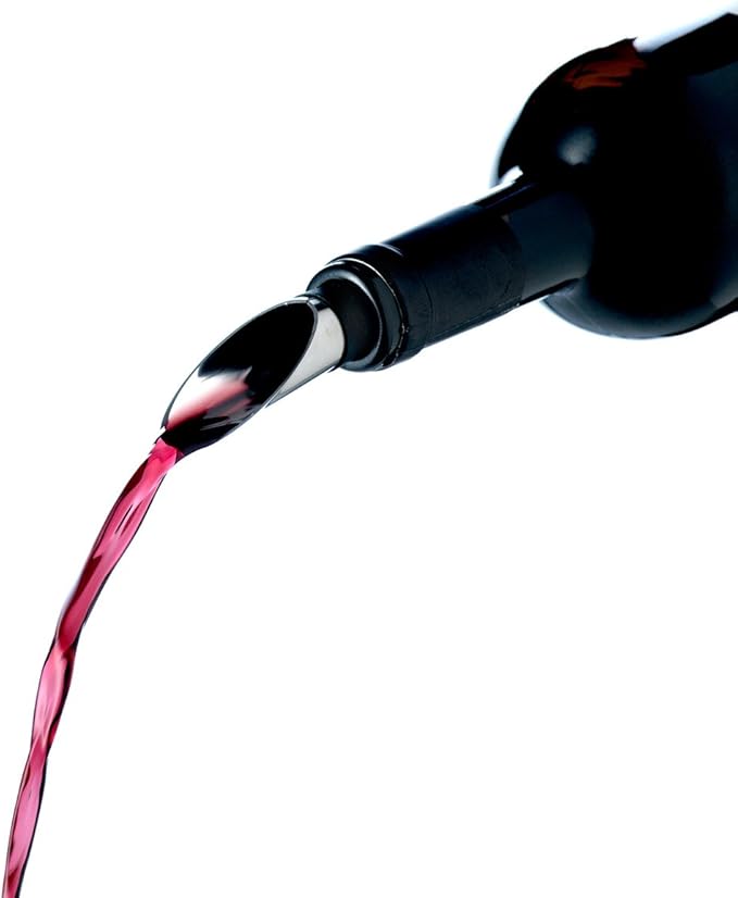 Rosendahl Grand Cru Barware Wine Pourer, Black/Steel, 3.1"H, Designed by Erik Bagger, Gift Box Included