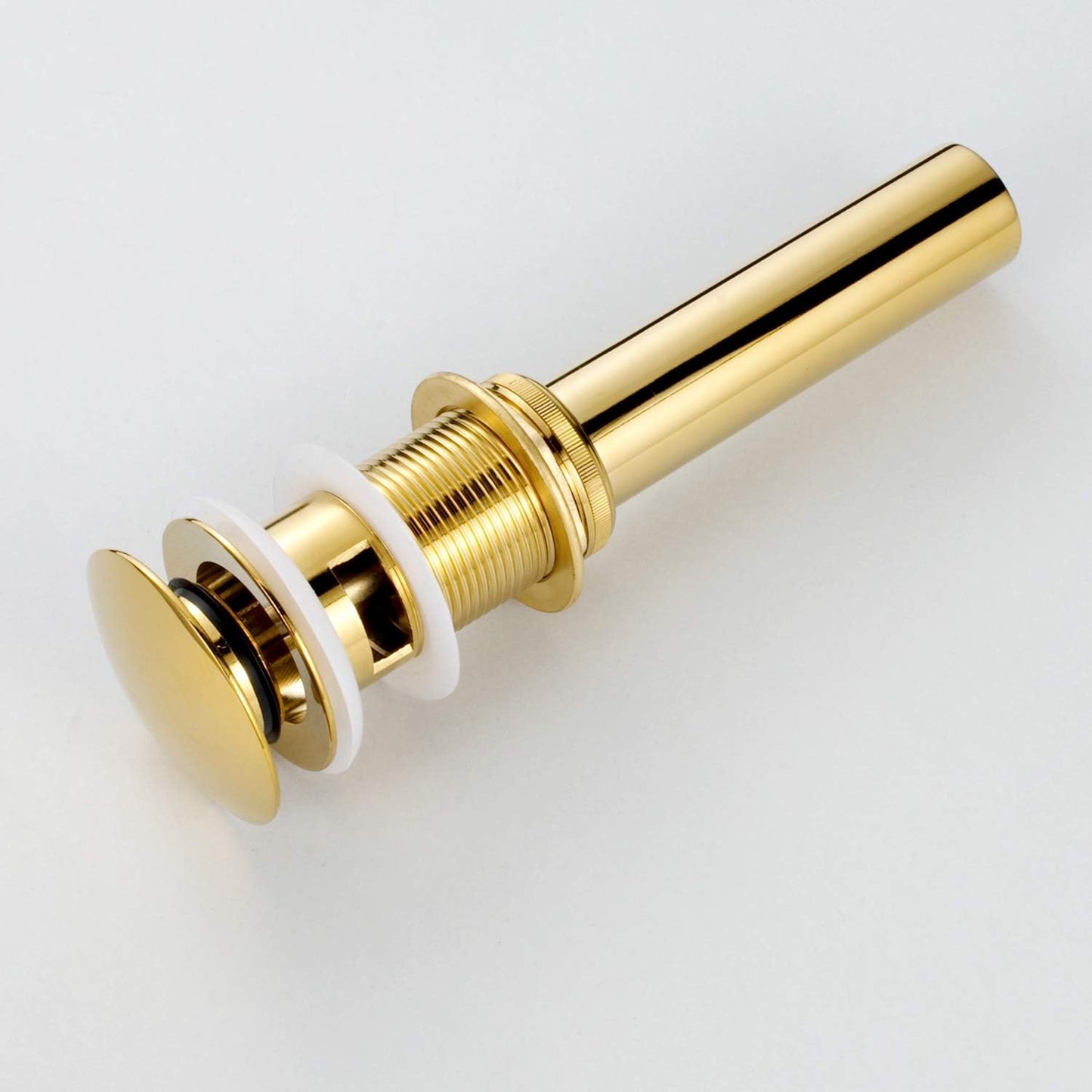 Pop Up Sink Drain With Overflow Bouncing Style Stopper Brass Gold Finish