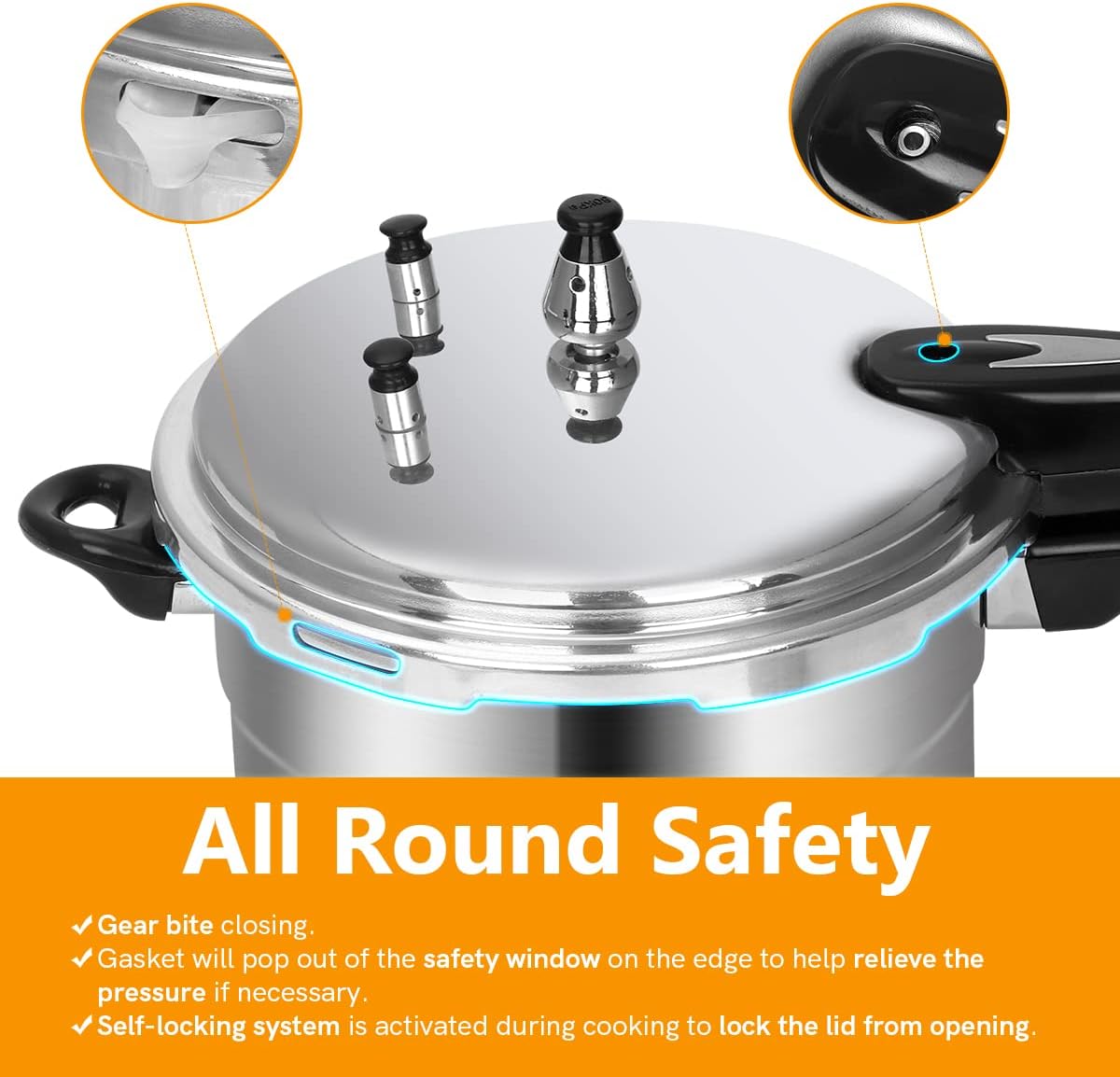 BreeRainz 5.3 Quart Pressure Cooker, 10 PSI Induction Compatible Pressure Canner w/Honeycomb Stainless Steel Clad Base for Fast & Even Heating, Canning Rack Included